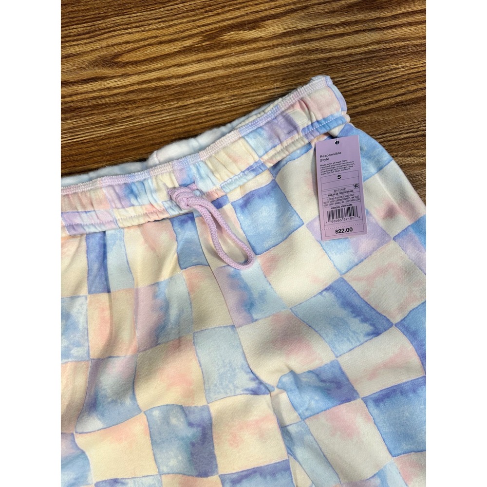Wild Fable Women's Pastel Checkered Sweatpants Size S Drawstring Waist Joggers